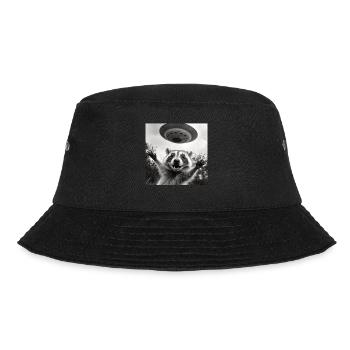 Funny Frightened Raccoon Selfie UFO Alien - Bucket Hat - black - Front - Lela (165cm)