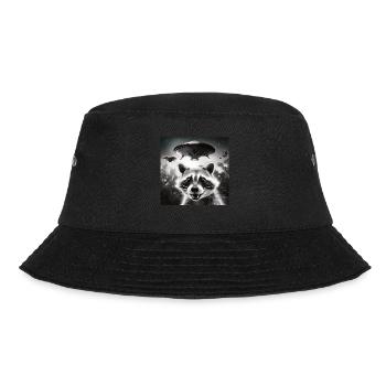 Funny Frightened Raccoon Selfie UFO Alien - Bucket Hat - black - Front - Lela (165cm)