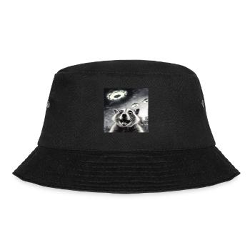 Funny Frightened Raccoon Selfie UFO Alien - Bucket Hat - black - Front - Lela (165cm)