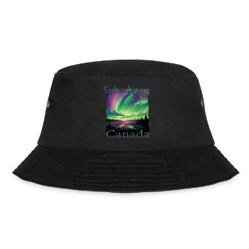 Saskatchewan-Nordlichter im Grunge-Stil - Bucket Hat - Schwarz - Vorne - Lela (165cm)
