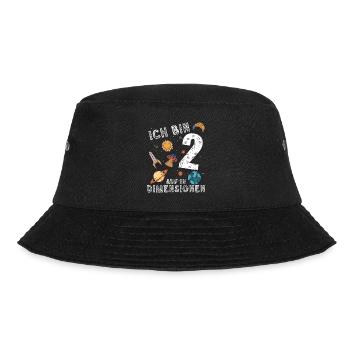 Ich bin 2 Auf in neue Dimensionen 2. Geburtstag - Bucket Hat - Schwarz - Vorne - Lela (165cm)