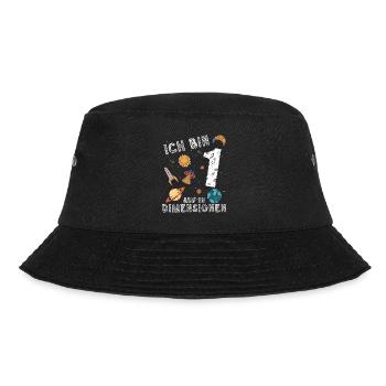 Ich bin 1 Auf in neue Dimensionen 1. Geburtstag - Bucket Hat - Schwarz - Vorne - Lela (165cm)