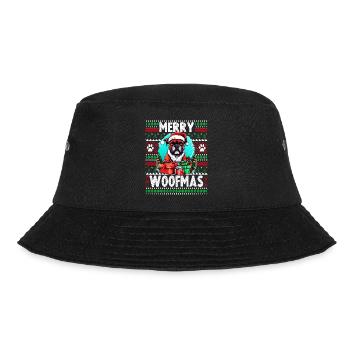 Funny Boxer Dog Christmas Design - Merry Woofmas - Bucket Hat - black - Front - Lela (165cm)