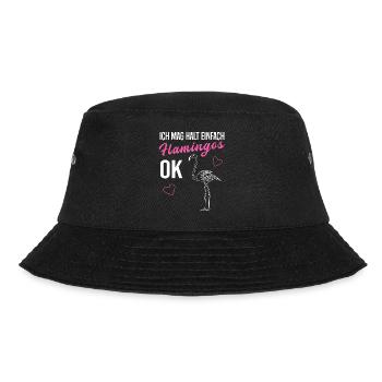 Flamingo & Herzen Liebevoll Kreativ Geschenk - Bucket Hat - Schwarz - Vorne - Lela (165cm)