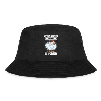 Lustiger Hühner Spruch Huhn - Bucket Hat - Schwarz - Vorne - Lela (165cm)