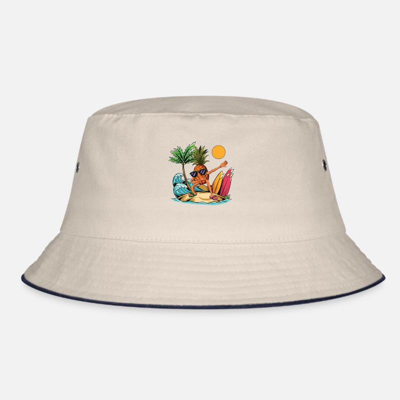 Fruit Summer Surfing Gift Dabbing Surfer Pineapple Bucket Hat