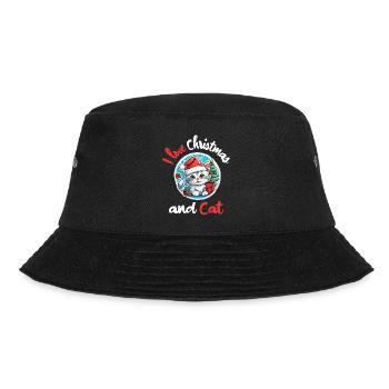 I Love Christmas and Cats - Christmas Cat - Bucket Hat - black - Front - Lela (165cm)