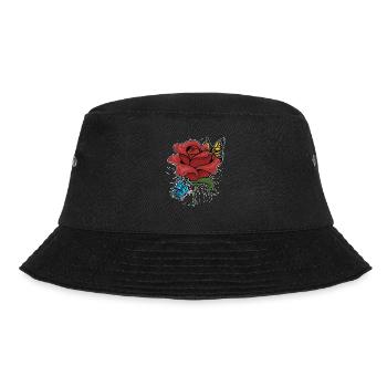 Botanical Flowers Blossoms Gift Butterfly Rose - Bucket Hat - black - Front - Lela (165cm)