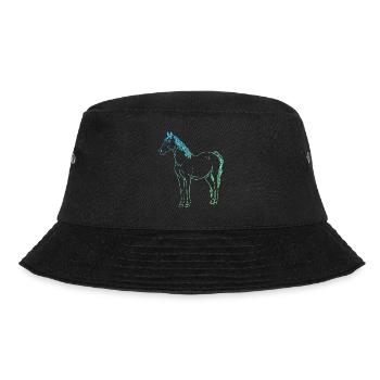 Minimalistisches Pferde Design Geschenk - Bucket Hat - Schwarz - Vorne - Lela (165cm)