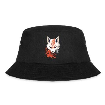 Fox Mask Kumiho Samurai Kitsune Japan Anime - Bucket Hat - black - Front - Lela (165cm)