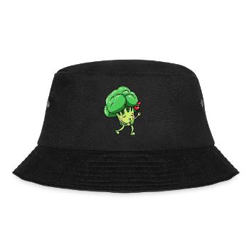 Brokkoli Emoticon Veganer Gemüse Vegetarier - Bucket Hat - Schwarz - Vorne - Lela (165cm)