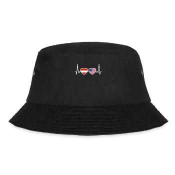 Austria USA Heartbeat Flag Austria - Bucket Hat - black - Front - Lela (165cm)