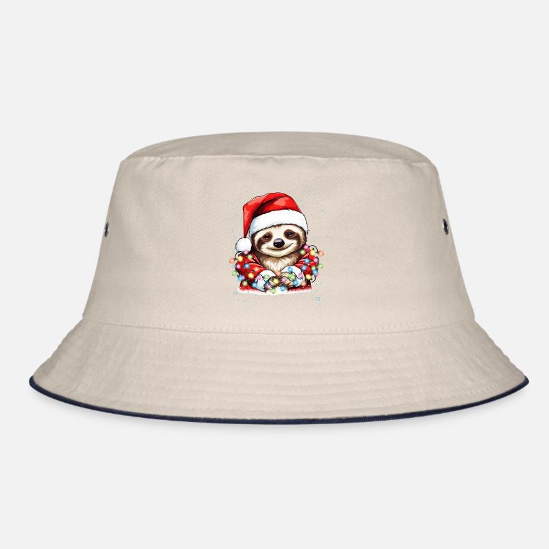 Weihnachtsdeko Faultier mit Weihnachtsbeleuchtung Bucket Hat