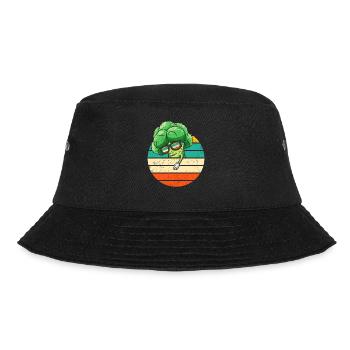 Lustige Retro Brokkoli Gemüse Vegan - Bucket Hat - Schwarz - Vorne - Lela (165cm)