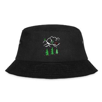 Winter Mountain Hut Solitude Christmas Snow - Bucket Hat - black - Front - Lela (165cm)