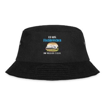 Fischbrötchen & 3 Leute - Soziale Diät Geschenk - Bucket Hat - Schwarz - Vorne - Lela (165cm)