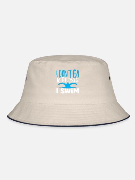 Schwimmer Ich gehe nicht ins Fitnessstudio Ich - Bucket Hat - Natur/Navy - Vorne