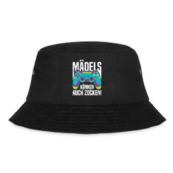 Mädels können auch Zocken! Video Spiele Frauen - Bucket Hat - Schwarz - Vorne - Lela (165cm)
