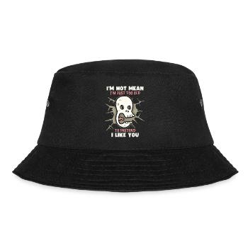 Cartoon skull, saying, I don't like you - Bucket Hat - black - Front - Lela (165cm)