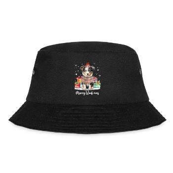 Australian Shephard Dog Merry Woofmas Christmas - Bucket Hat - black - Front - Lela (165cm)