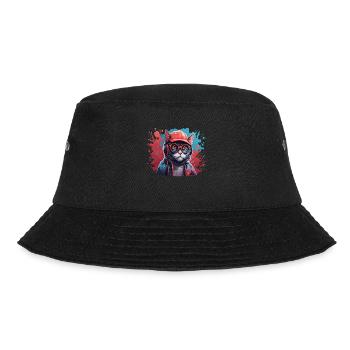 Cat Animal Art I Cool Cute Cat - Bucket Hat - black - Front - Lela (165cm)