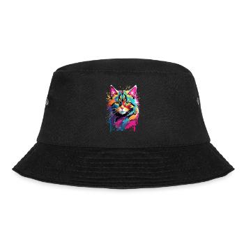 Cat Animal Art I Cool Cute Cat - Bucket Hat - black - Front - Lela (165cm)