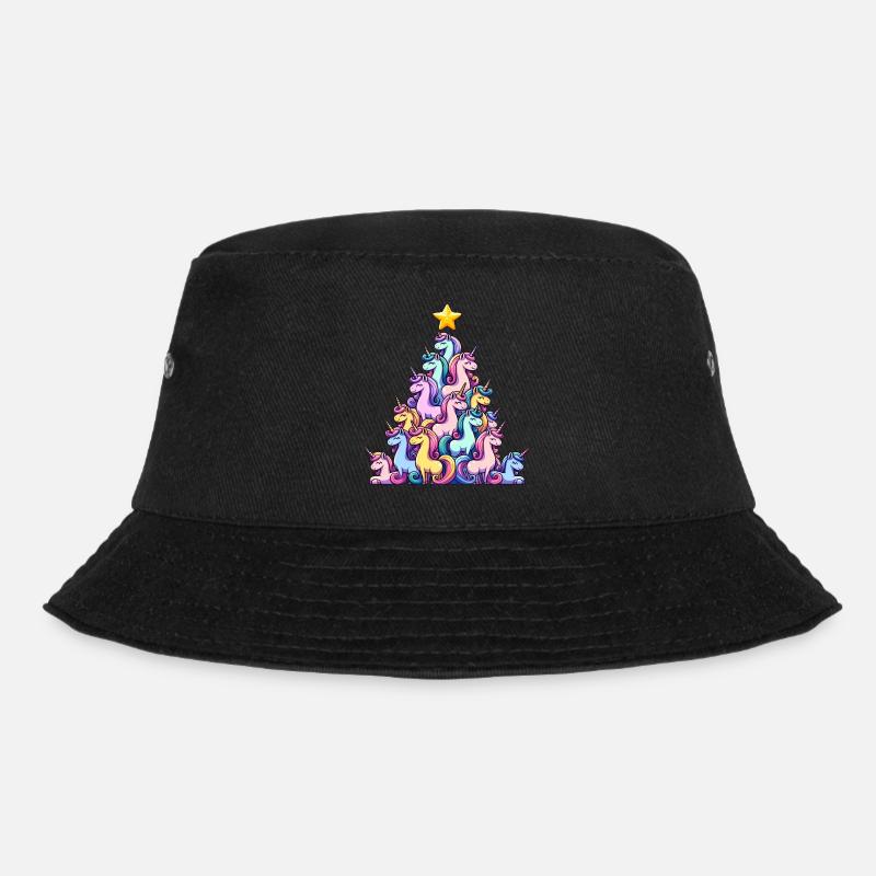Einhorn Weihnachtsbaum Design - Bucket Hat - Schwarz