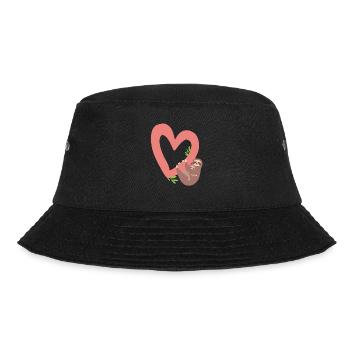 Sloth, Valentine's Day, Sloth, Sloth, Valentine - Bucket Hat - black - Front - Lela (165cm)