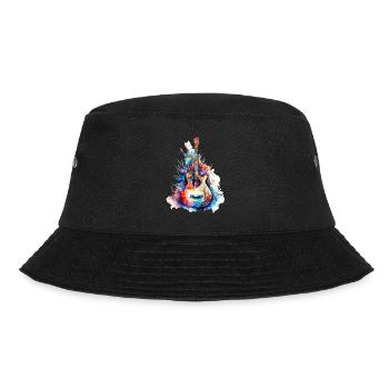 Eine schöne Musik Gitarre gemalt in Wasserfarben - Bucket Hat - Schwarz - Vorne - Lela (165cm)