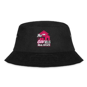 Immobilienmakler Dame Frau Mädchen Geschenk - Bucket Hat - Schwarz - Vorne - Lela (165cm)