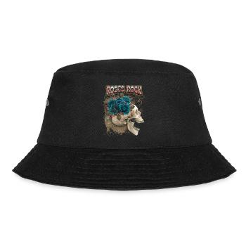Skull, Totenkopf mit schwarzen Rosen, Spruch - Bucket Hat - Schwarz - Vorne - Lela (165cm)