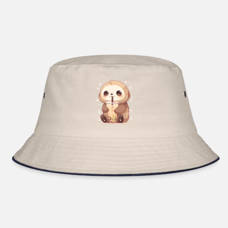 Kawaii Faultier trinkt Boba Bubble Tea Chibi Bucket Hat