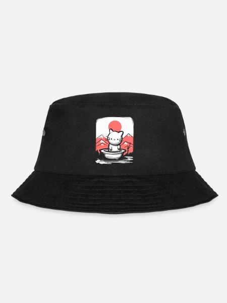 Japan under red sun, is a cute cat - Bucket Hat - black