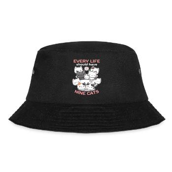 Funny Cats, Cat Saying, 9 Cartoon Cats - Bucket Hat - black - Front - Lela (165cm)