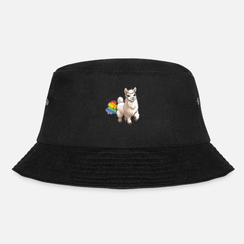 Lama Llama Lustig Regenbogenfurz - Bucket Hat - Schwarz