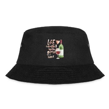 Wine Drinker Funny Saying, Wine Bottle, Wine Glass - Bucket Hat - black - Front - Lela (165cm)