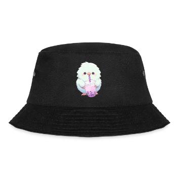 Kawaii Lovebird trinkt Boba Bubble Tea Chibi - Bucket Hat - Schwarz - Vorne - Lela (165cm)