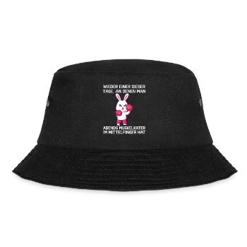 Muskelkater im Mittelfinger Hase Lustiger Spruch - Bucket Hat - Schwarz - Vorne - Lela (165cm)