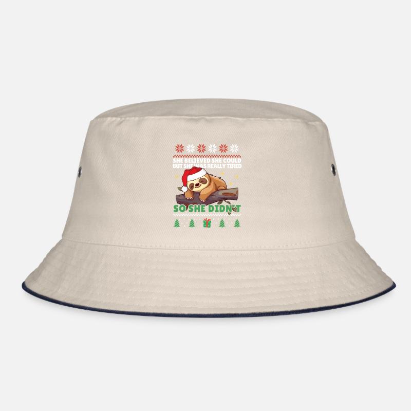 She believed she could - Sloth Ugly Christmas Bucket Hat