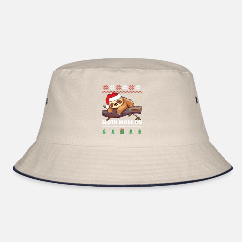 Sloth Mode On - Cute Sloth Xmas Ugly Christmas Bucket Hat