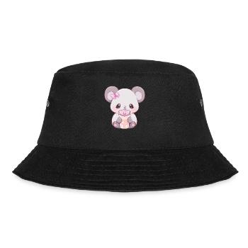 Kawaii Koala trinkt Boba Bubble Tea Chibi - Bucket Hat - Schwarz - Vorne - Lela (165cm)