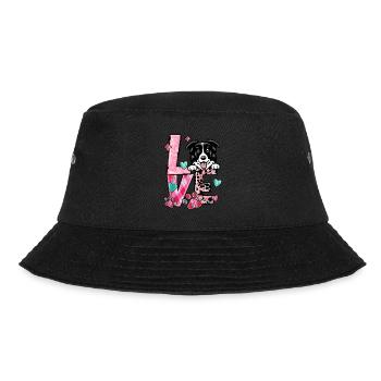 Border Colliel Hund Ich liebe meinen Hund Valentinstag - Bucket Hat - Schwarz - Vorne - Lela (165cm)
