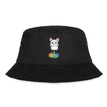 Chinchilla Witzig Regenbogenfurz - Bucket Hat - Schwarz - Vorne - Lela (165cm)