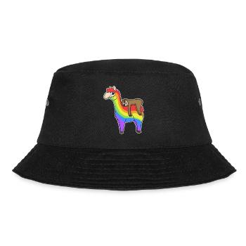 Alpaca Sloth Rainbow Christmas - Bucket Hat - black - Front - Lela (165cm)