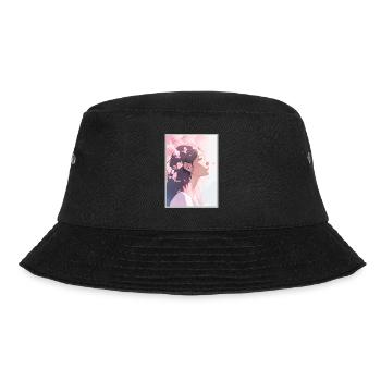 Vintage Japanisch Ästhetik Otaku Anime Girl - Bucket Hat - Schwarz - Vorne - Lela (165cm)