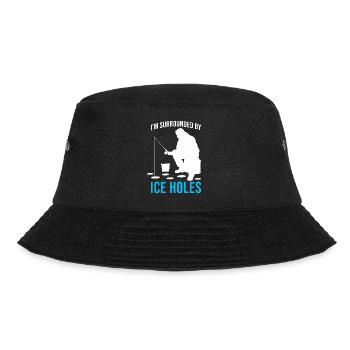 Surrounded By Ice Holes - Ice Fishing Enthusiast - Bucket Hat - black - Front - Lela (165cm)