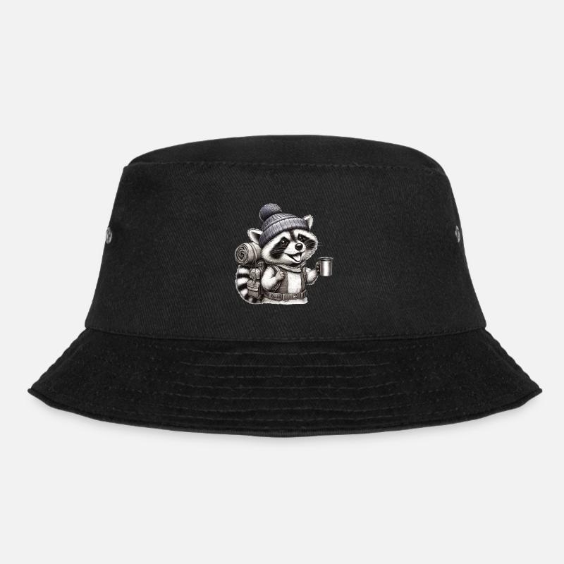 Backpacker Raccoon - Bucket Hat - black