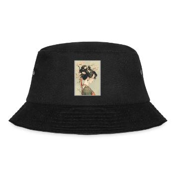 Vintage Japanisch Ästhetik Otaku Anime Girl - Bucket Hat - Schwarz - Vorne - Lela (165cm)