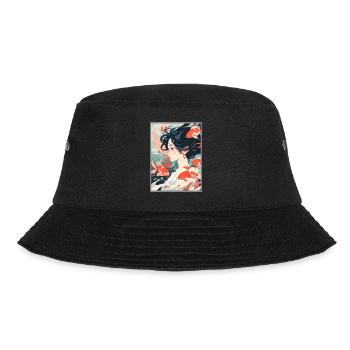 Vintage Japanisch Ästhetik Otaku Anime Girl - Bucket Hat - Schwarz - Vorne - Lela (165cm)