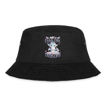 Just a cute Girl who loves Dragons - Kawaii Drache - Bucket Hat - Schwarz - Vorne - Lela (165cm)